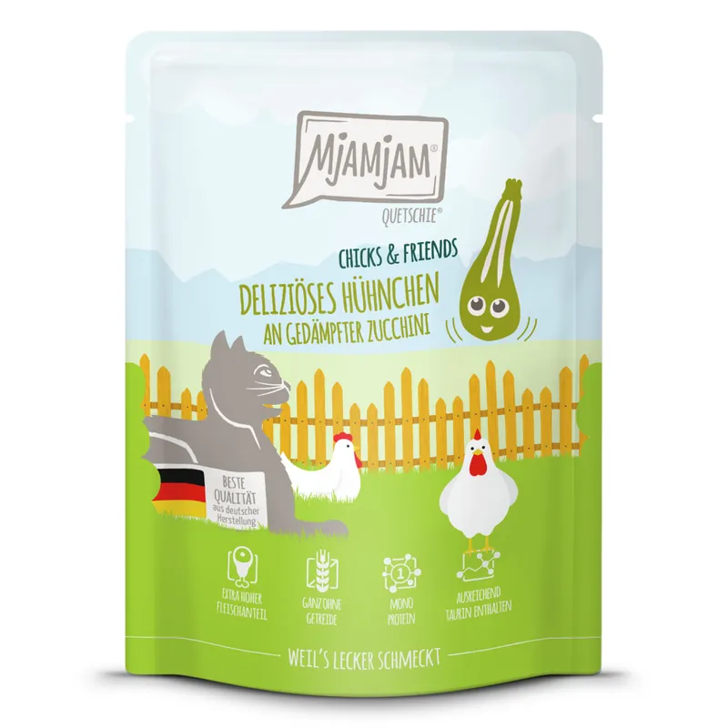 MJAMJAM Pouchbeutel Chicks & Friends Hühnchen mit Zucchini 300 g Sonderangebot